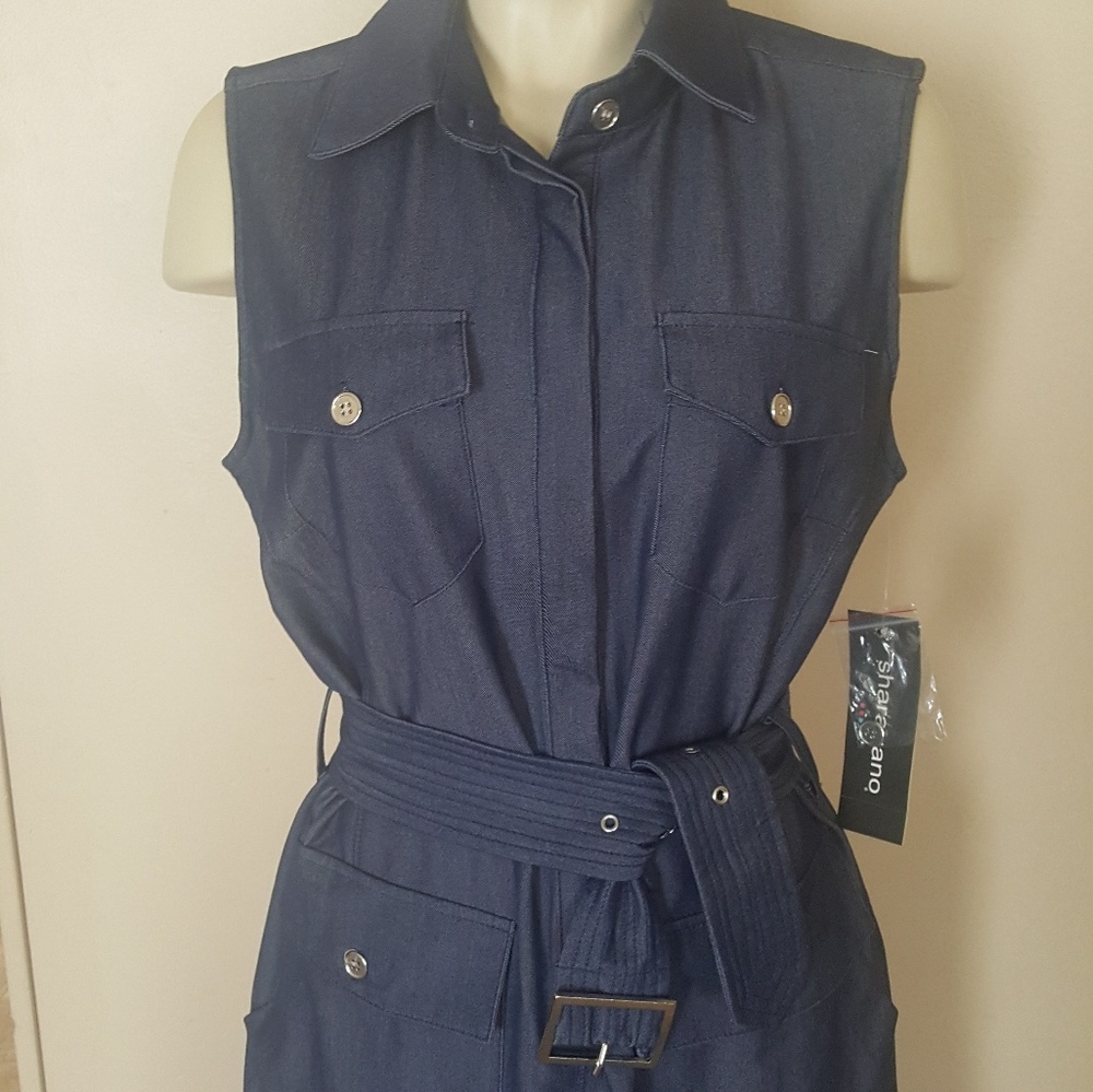 Safari Dress Dk Denim Knee length with pockets